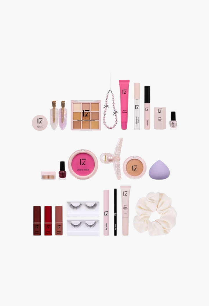 GLAM MODA 17 Advent Calendar featuring a collection of limited edition makeup, beauty tools, and hair accessories.