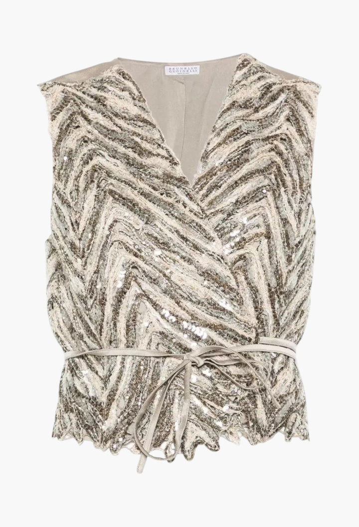 Embroidered Silk Vest - GLAM MODA