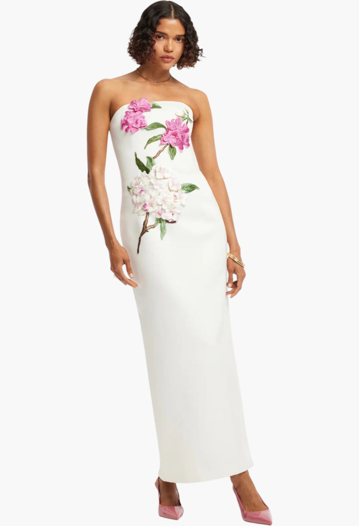 Appliqué Floral Maxi Dress - GLAM MODA