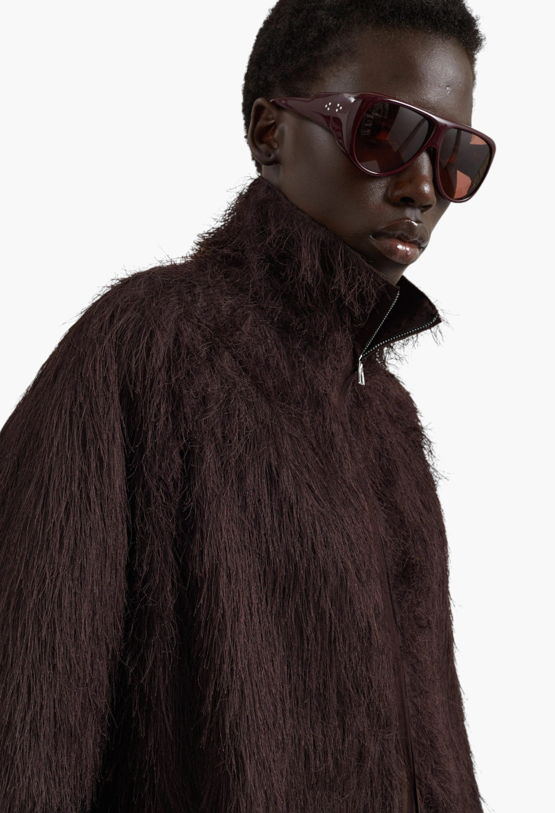 Baxter Fringed Track Jacket - Dark Brown - GLAM MODA