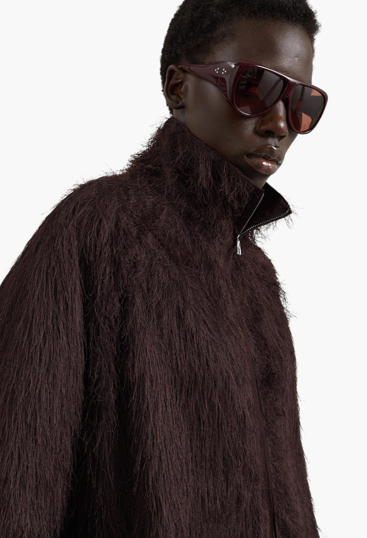 Baxter Fringed Track Jacket - Dark Brown - GLAM MODA