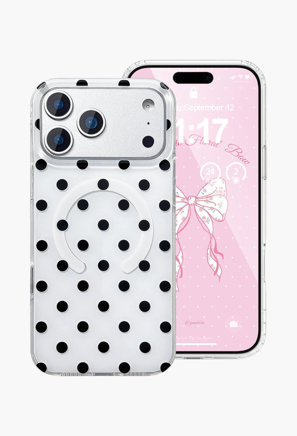 Magnetic Case for iPhone 17 Pro Max Case Compatible with Wireless Charging, Polka Dot Design Shockproof Bumper Cover Case for Girls Women - GLAM MODA