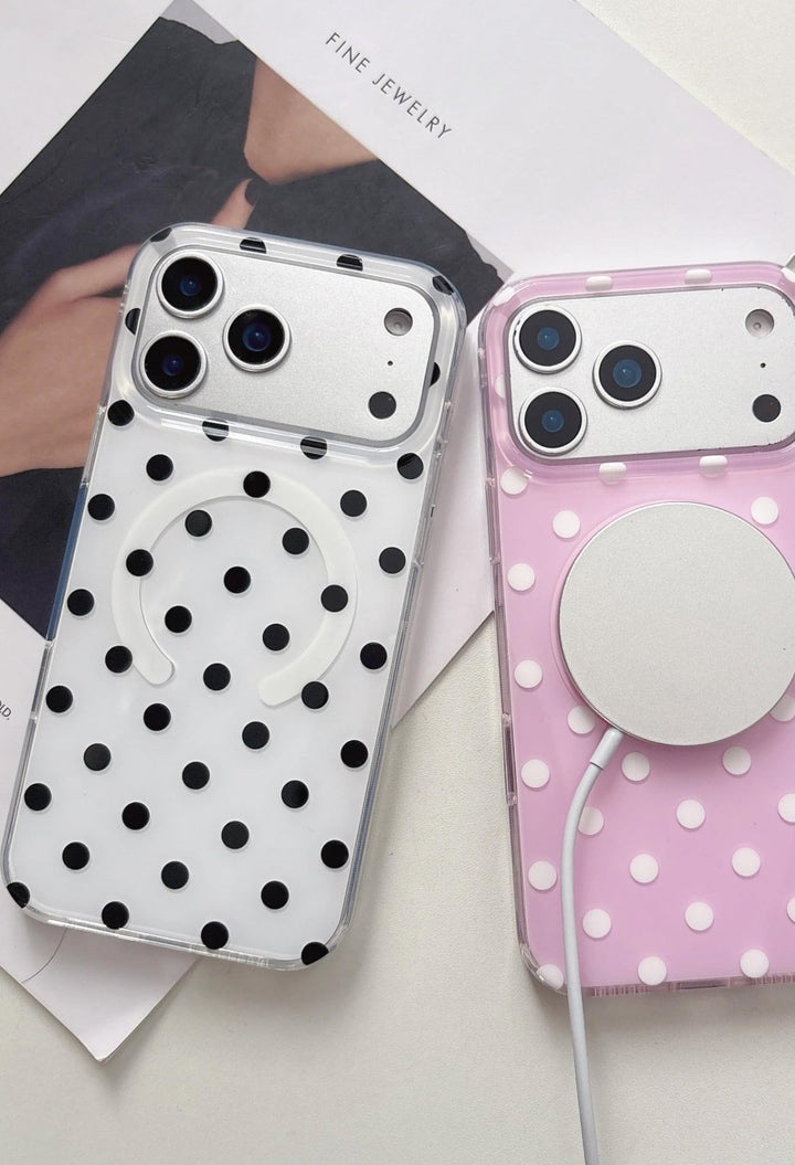 Magnetic Case for iPhone 17 Pro Max Case Compatible with Wireless Charging, Polka Dot Design Shockproof Bumper Cover Case for Girls Women - GLAM MODA