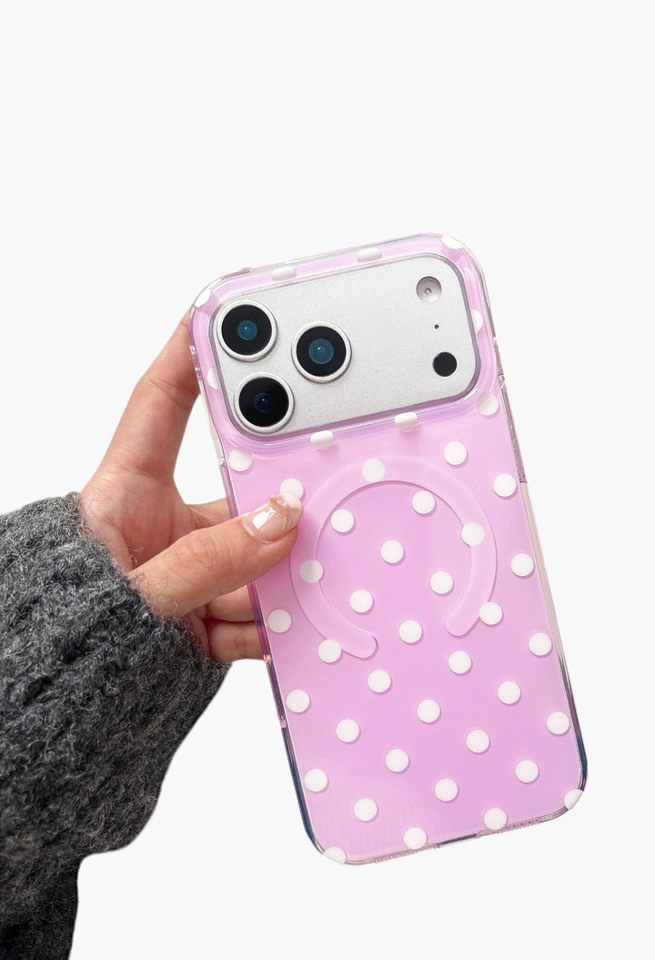Magnetic Case for iPhone 17 Pro Max Case Compatible with Wireless Charging, Polka Dot Design Shockproof Bumper Cover Case for Girls Women - GLAM MODA
