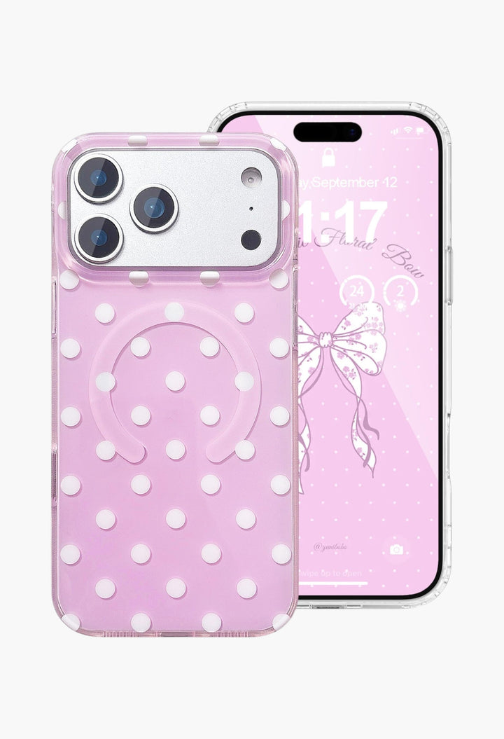 Magnetic Case for iPhone 17 Pro Max Case Compatible with Wireless Charging, Polka Dot Design Shockproof Bumper Cover Case for Girls Women - GLAM MODA