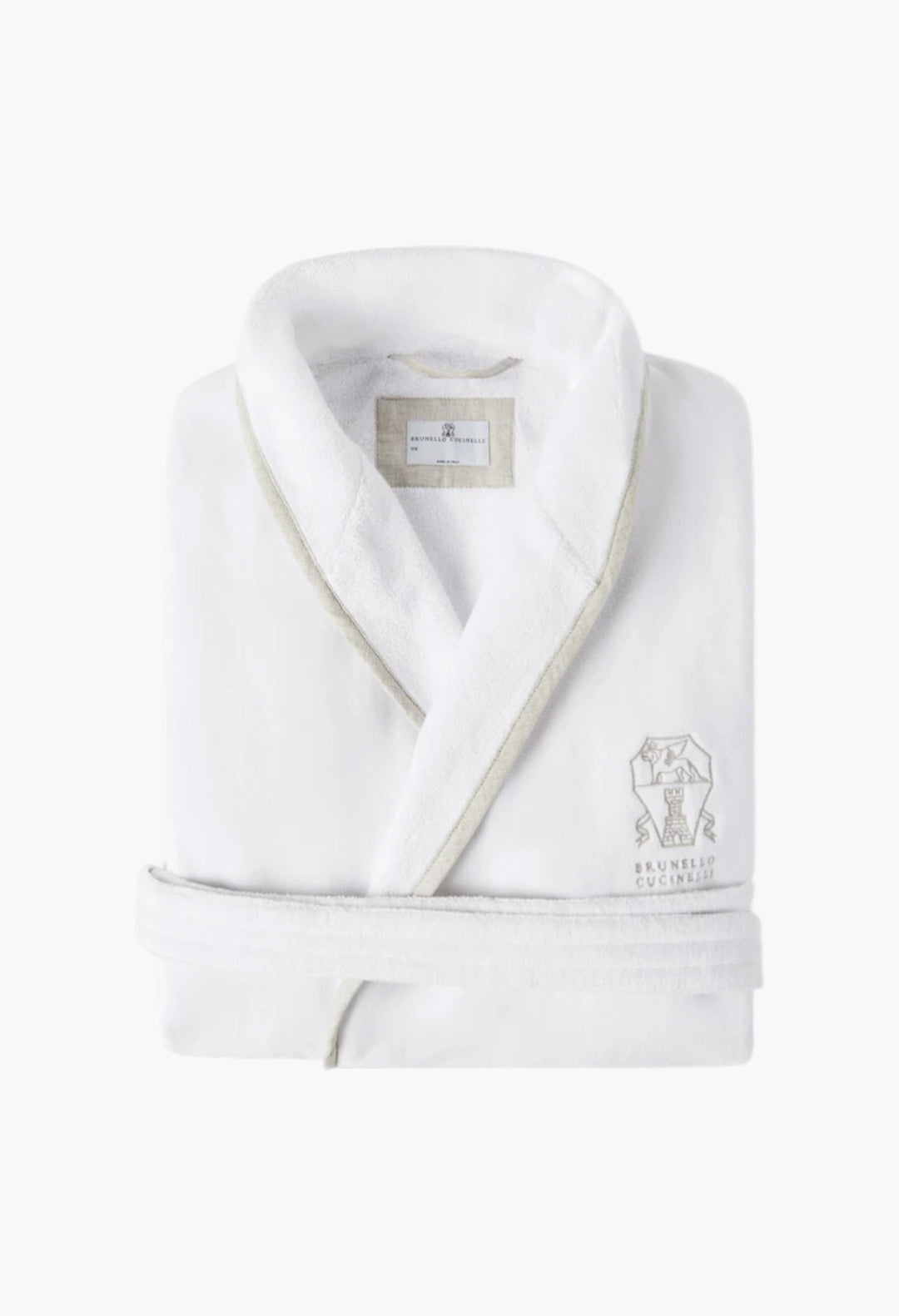 Cotton Terrycloth Bathrobe With Linen Trims - GLAM MODA