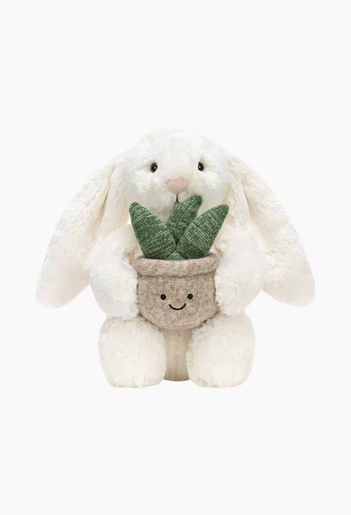 Cream Bunny With Plant Soft Toy 31cm - GLAM MODA