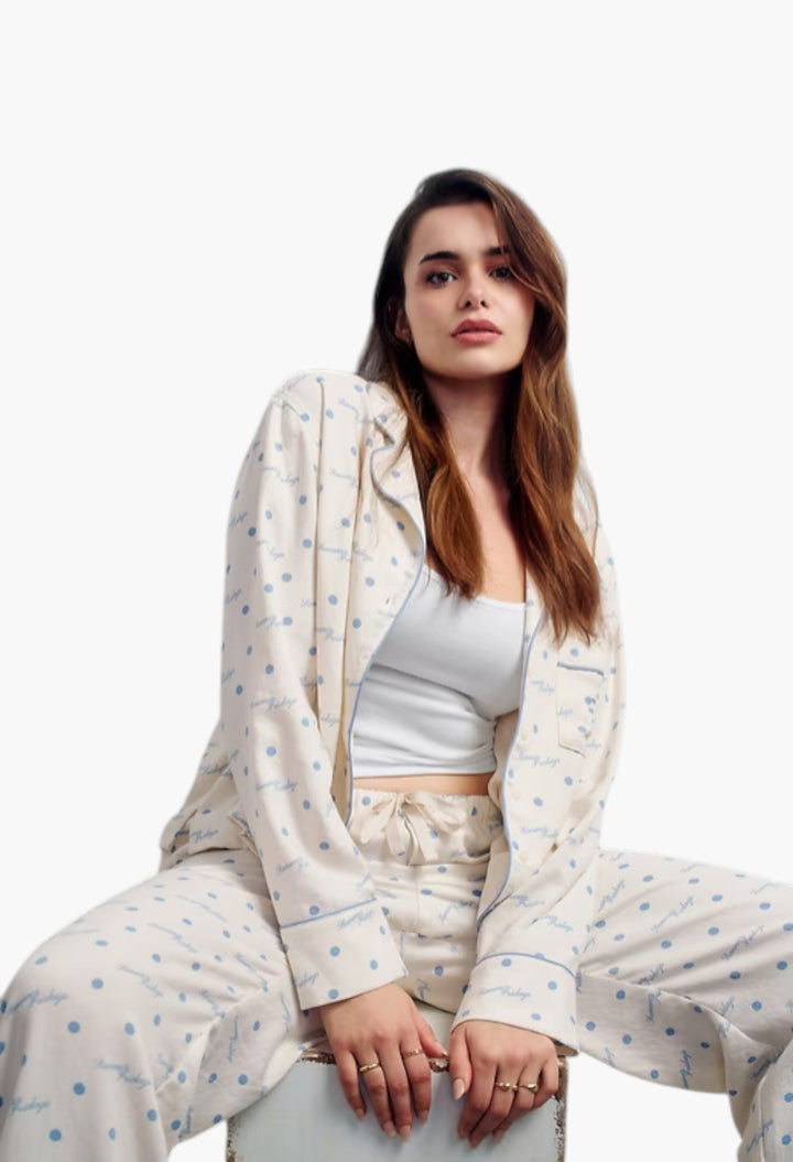 Relaxed Flannel Dotted PJ Shirt - GLAM MODA