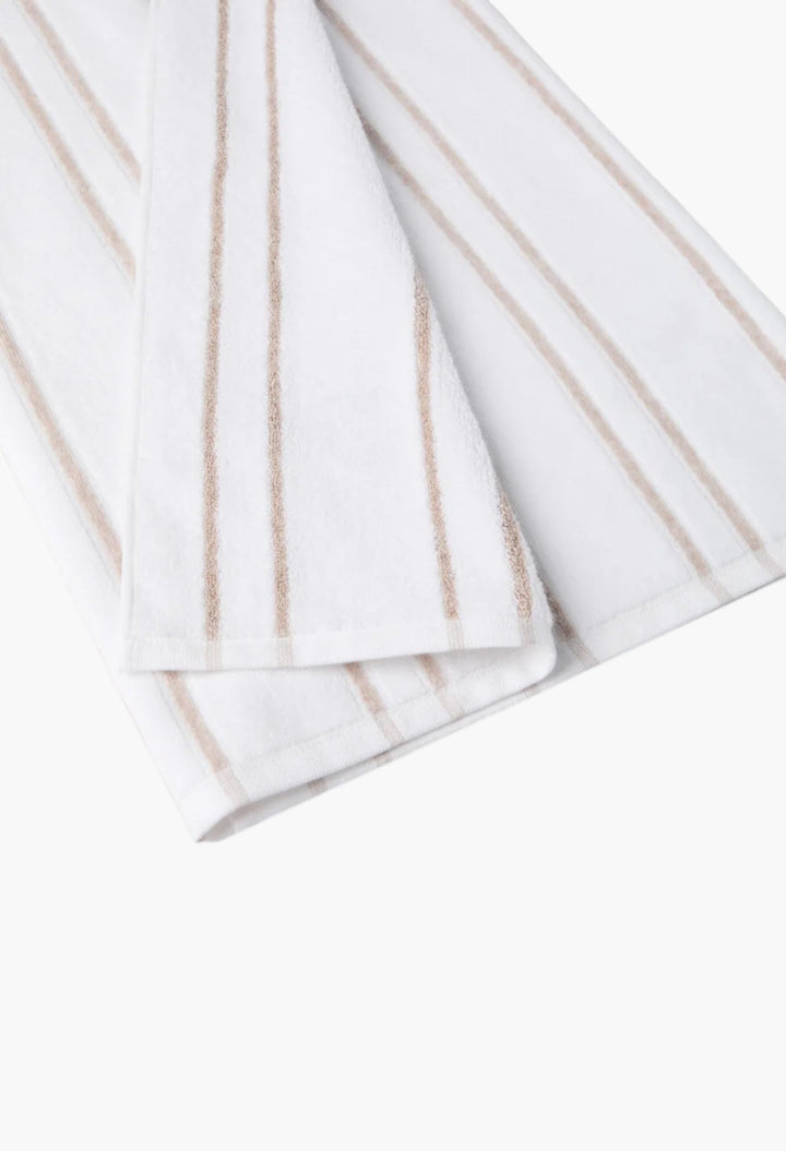 Striped Cotton Terrycloth Towel With Logo - GLAM MODA