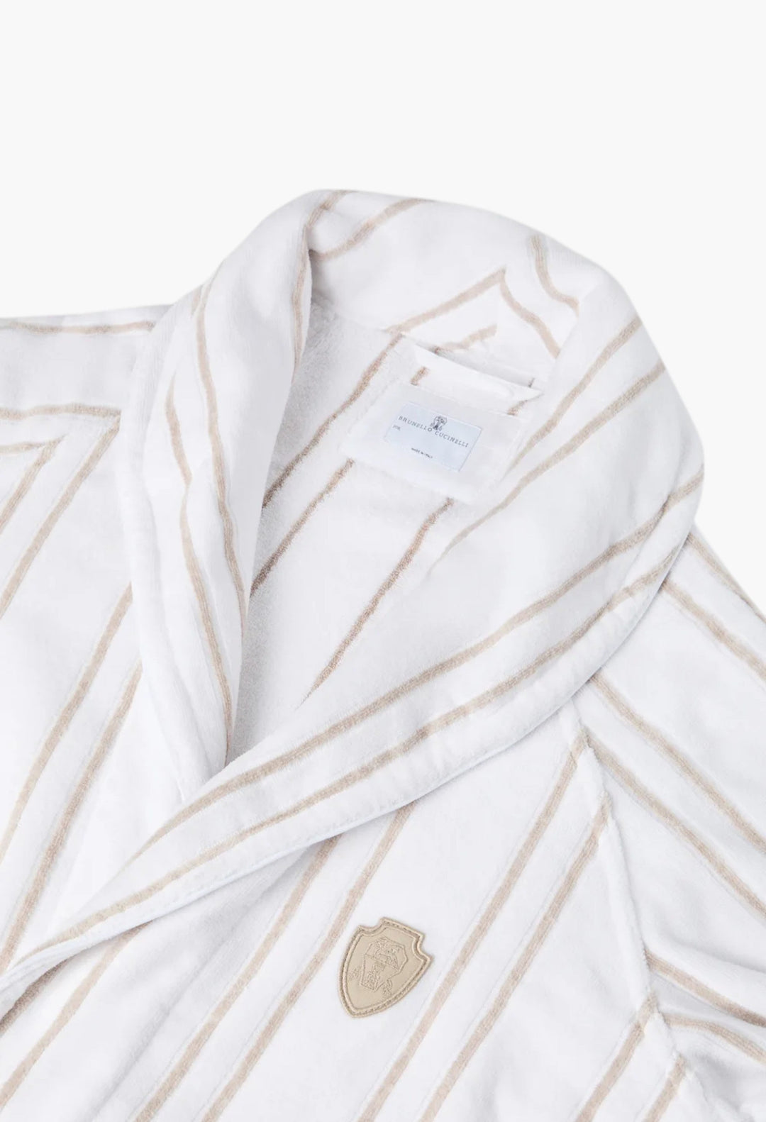 Striped Cotton Terrycloth Bathrobe With Logo - GLAM MODA