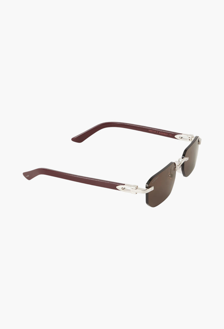 Signature C Rimless Rectangular-Frame Silver-Tone And Acetate Sunglasses - GLAM MODA