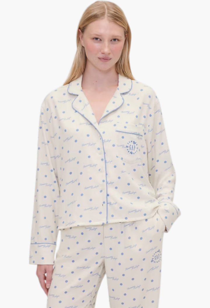 Relaxed Flannel Dotted PJ Shirt - GLAM MODA