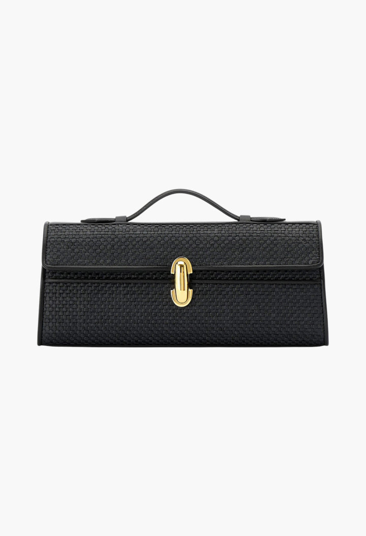 Slim Symmetry Pochette in Woven Raffia - GLAM MODA