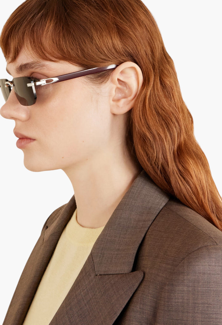 Signature C Rimless Rectangular-Frame Silver-Tone And Acetate Sunglasses - GLAM MODA