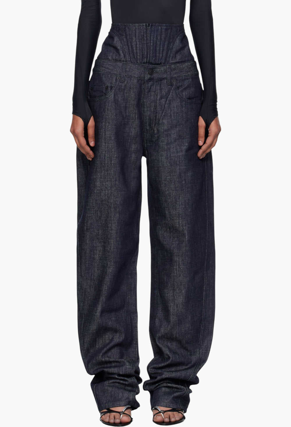 Blue High-Waisted Corset Jeans - GLAM MODA