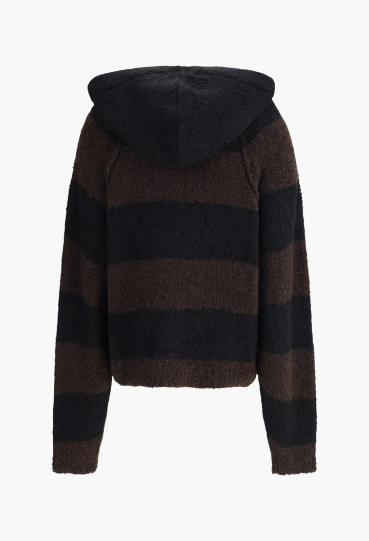 Striped Hooded Sweater - GLAM MODA