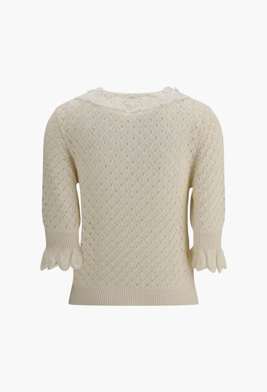 Sweater with lace collar - GLAM MODA