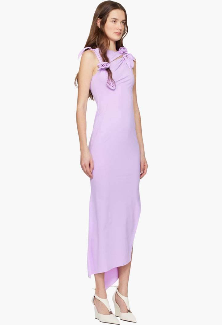 Purple Flower Maxi Dress - GLAM MODA