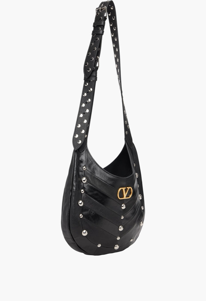 Black Boho Small Nappa Leather Tote - GLAM MODA