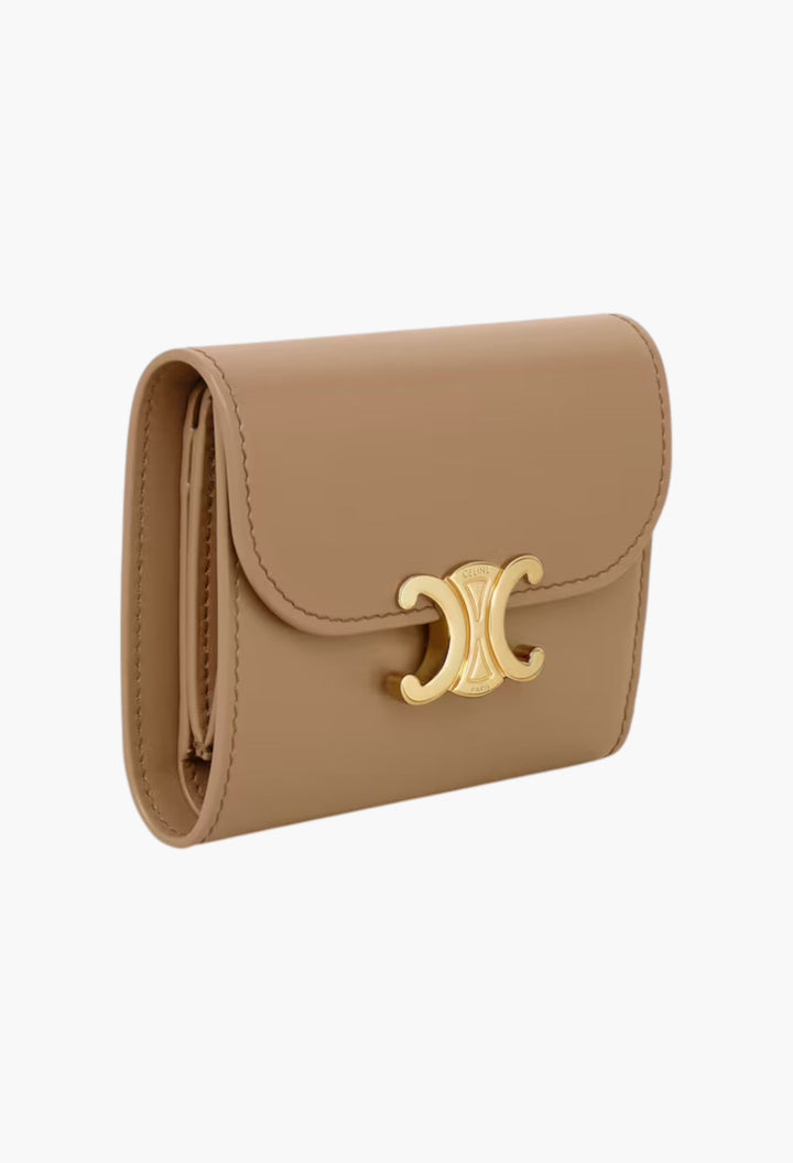 Small Flap Wallet Triomphe In Shiny Calfskin - GLAM MODA