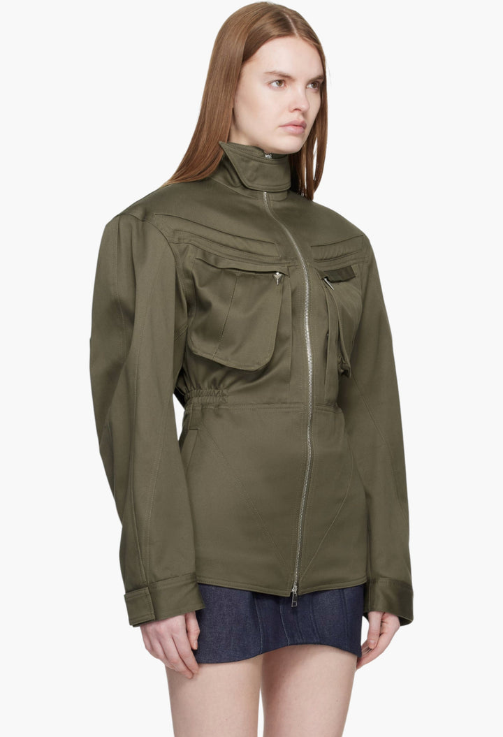 Khaki Tailored Cotton Jacket - GLAM MODA