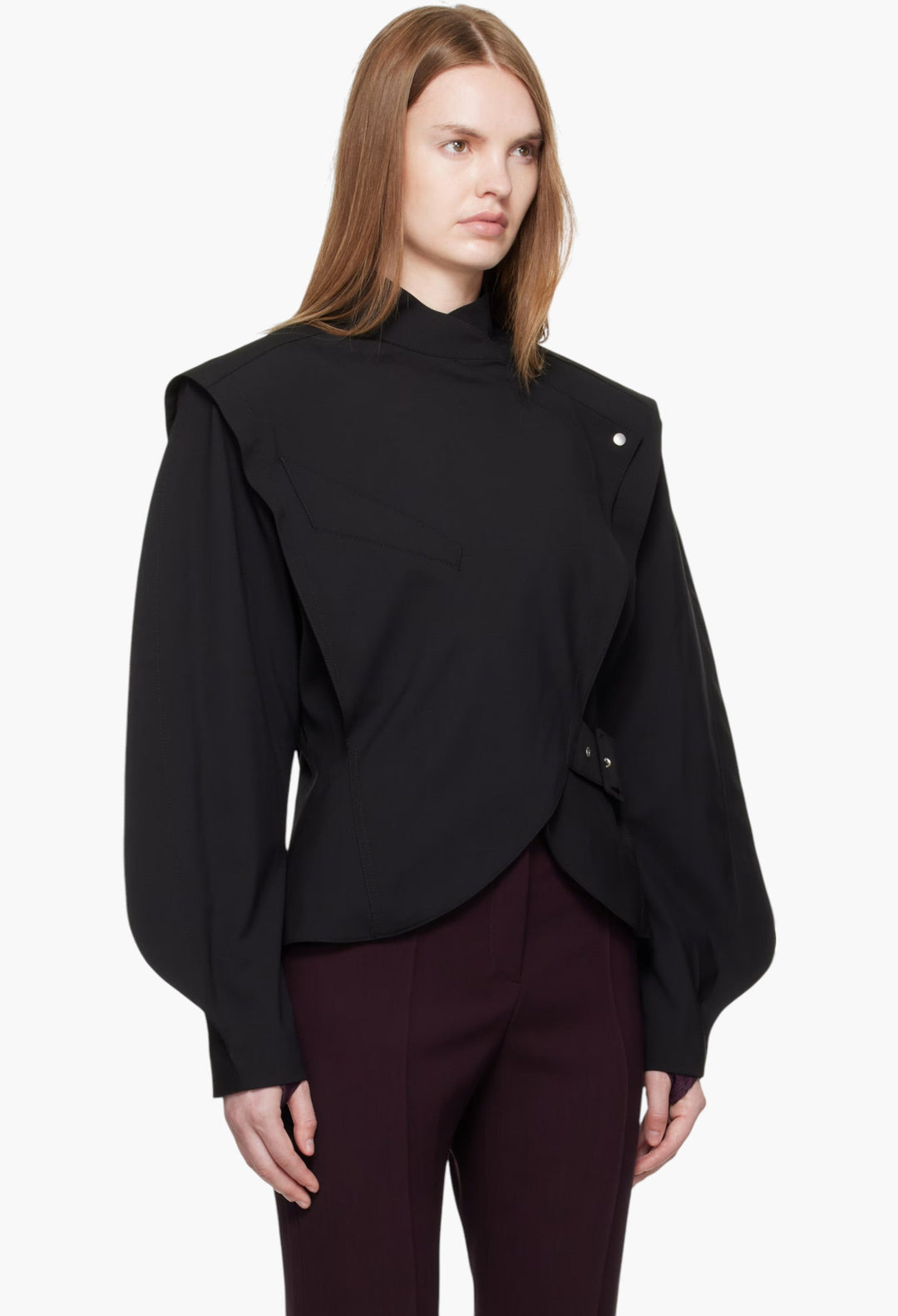 Black Asymmetric Officer Jacket - GLAM MODA