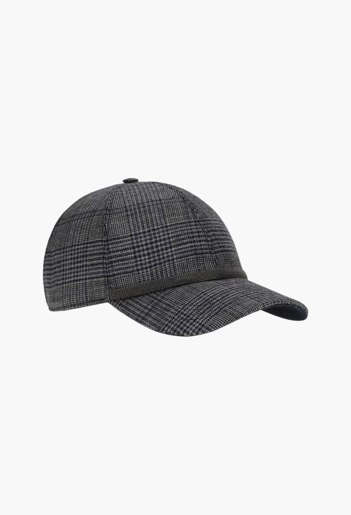 Prince of Wales Fabric Baseball Hat with Shiny Band - GLAM MODA