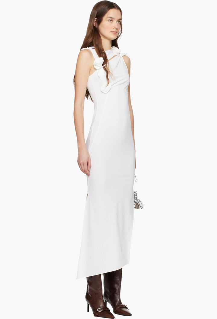White Flower Maxi Dress - GLAM MODA