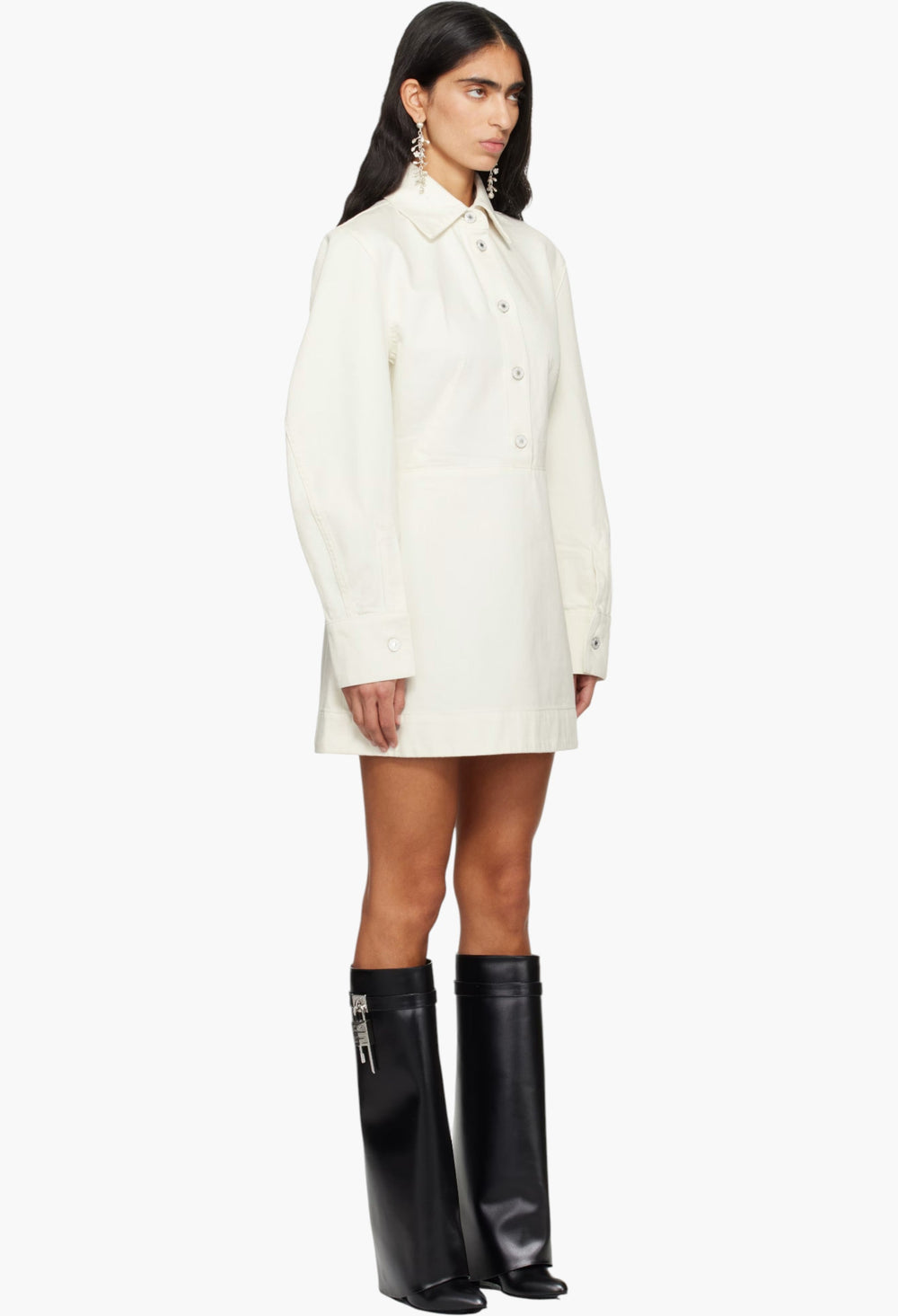 White Cocoon Denim Minidres - GLAM MODA