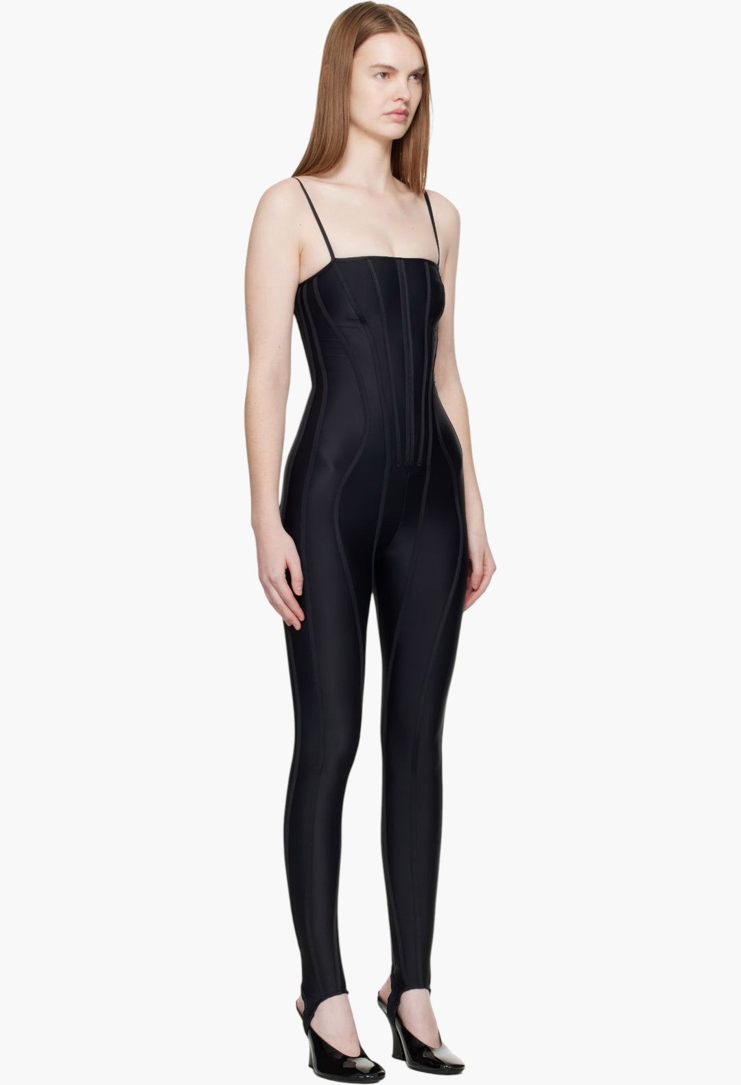 Black Boned Stretch Catsuit - GLAM MODA