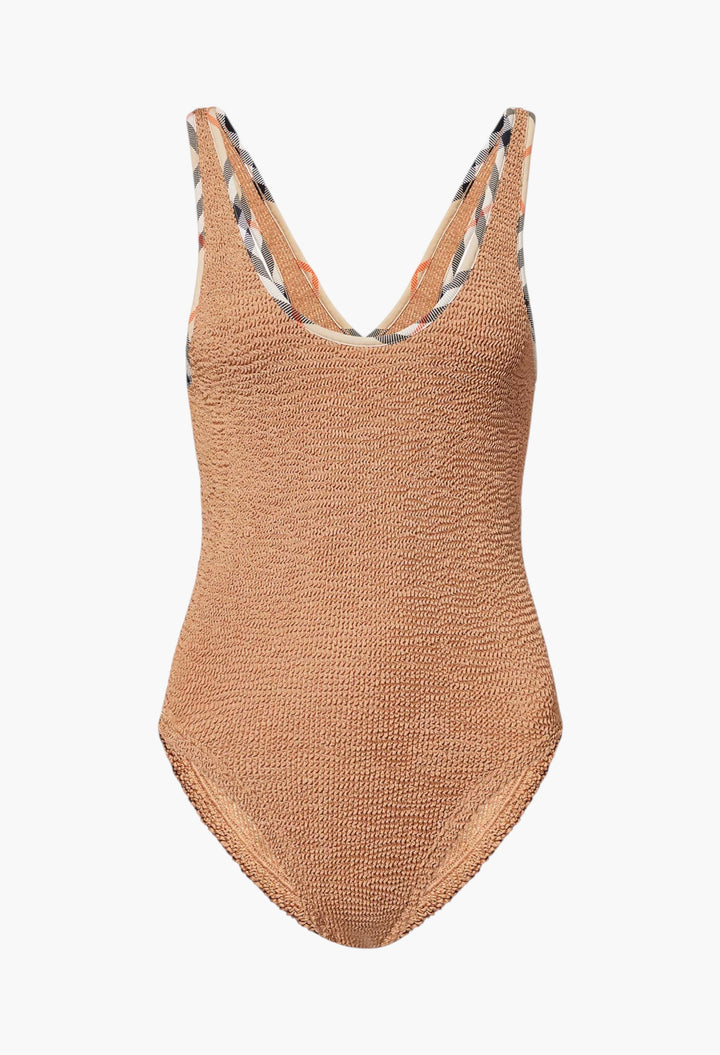Burberry X Hunza G Faye Check-Trim Swimsuit And Scrunchie Set - GLAM MODA