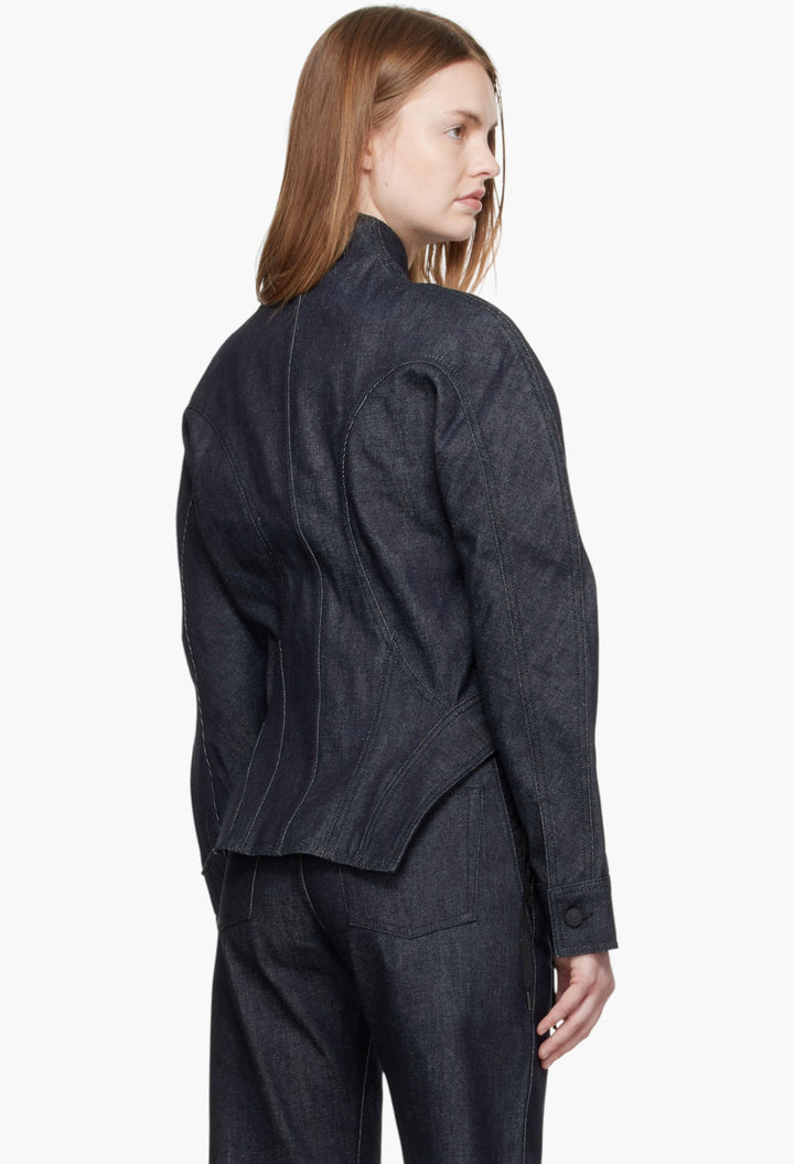 Indigo Sculptural Denim Jacket - GLAM MODA