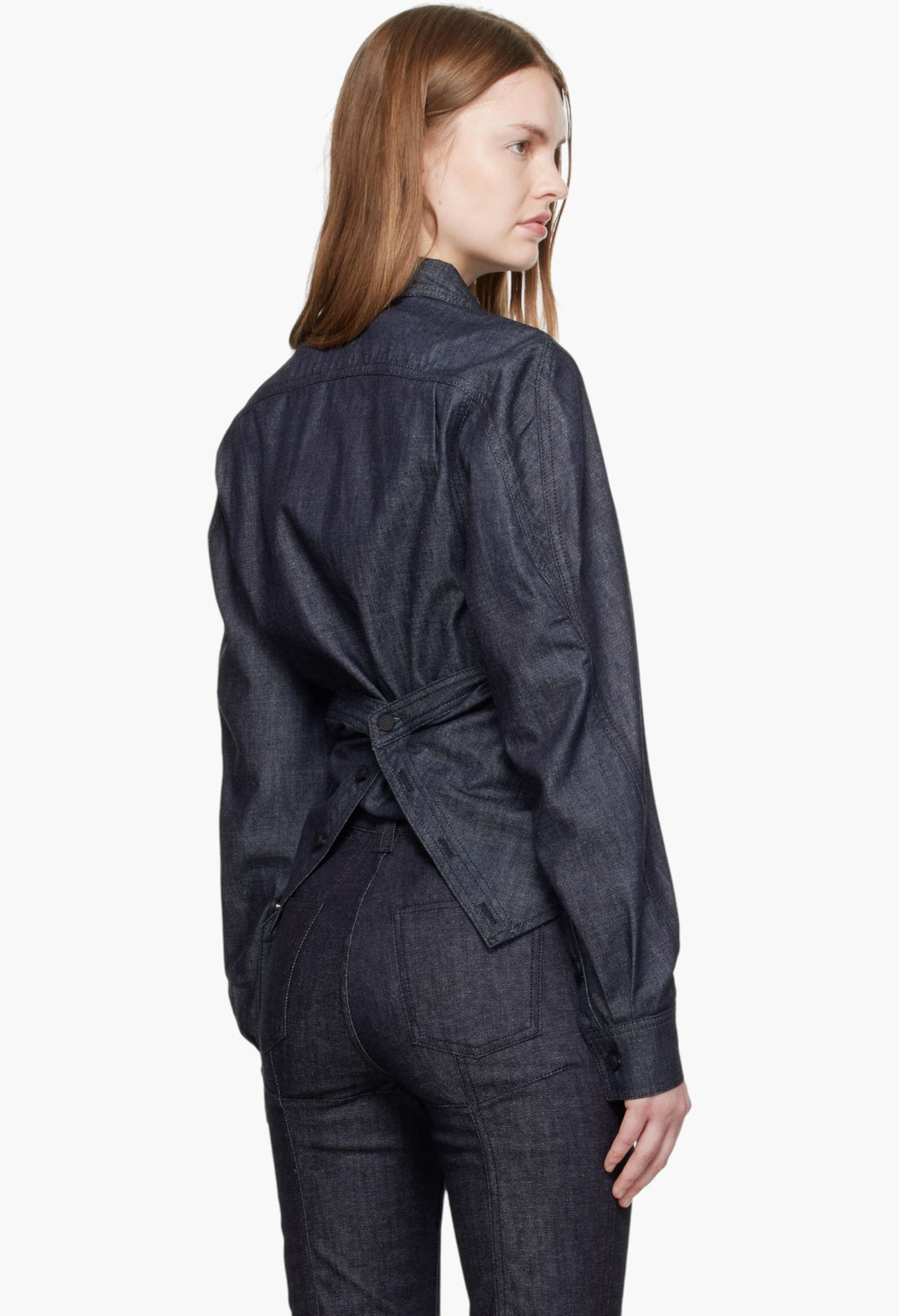 Indigo Wrapped Chambray Shirt - GLAM MODA