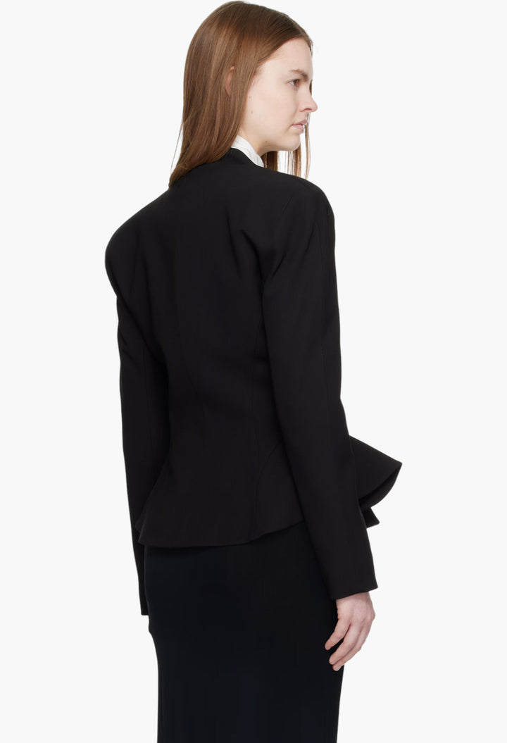 Black Flared Wool Jacket - GLAM MODA
