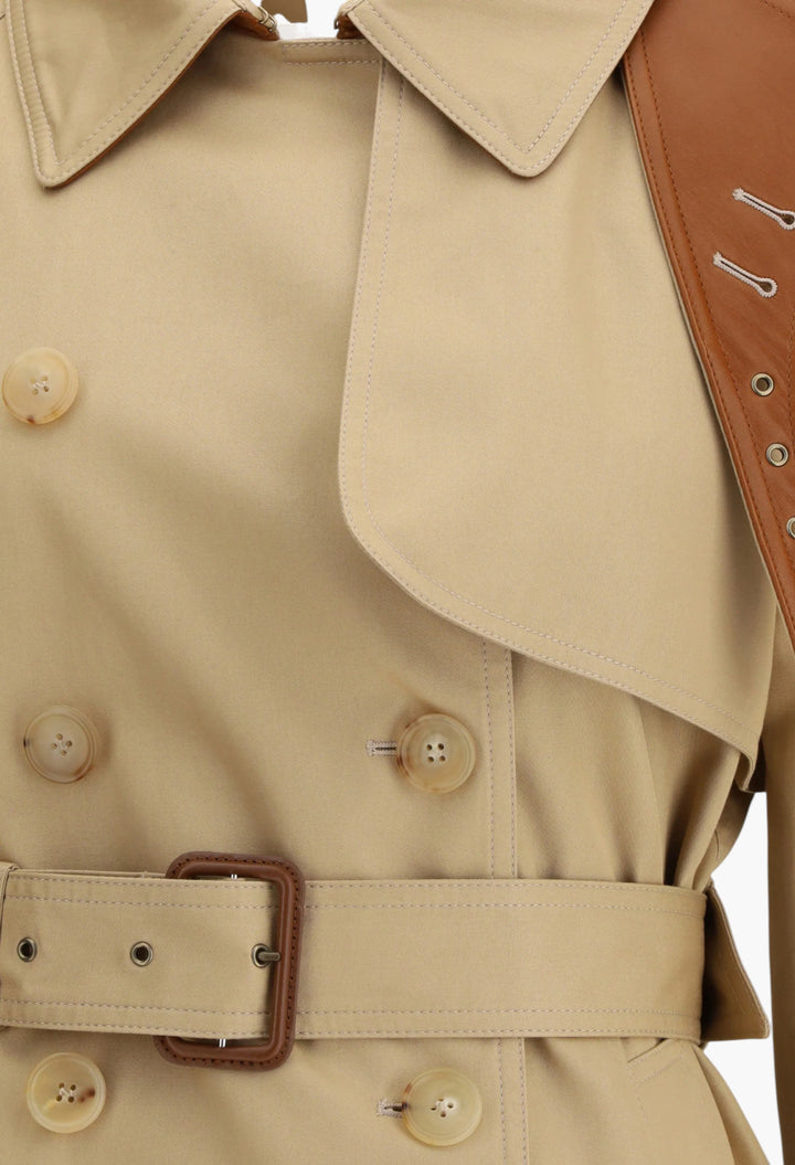 Short cotton gabardine Trench Coat