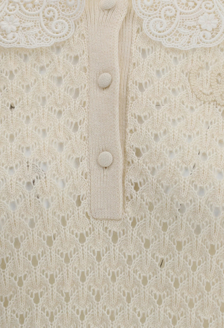 Sweater with lace collar - GLAM MODA