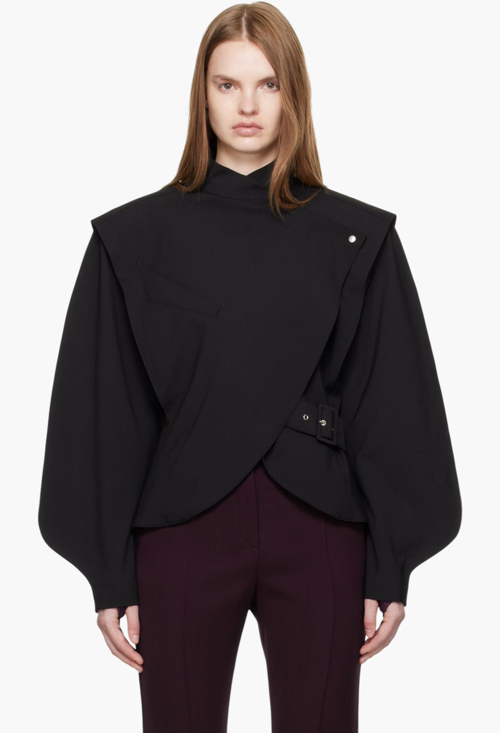 Black Asymmetric Officer Jacket - GLAM MODA