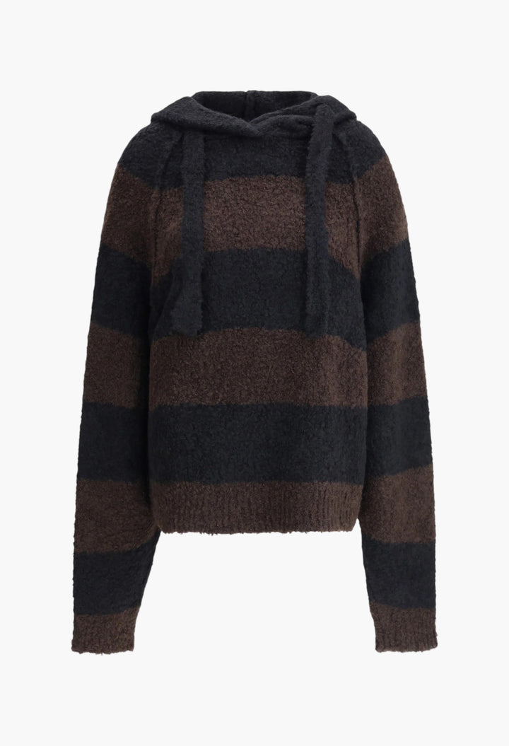 Striped Hooded Sweater - GLAM MODA