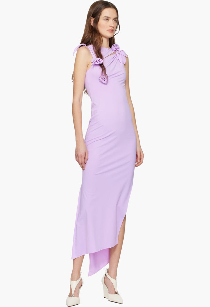 Purple Flower Maxi Dress - GLAM MODA