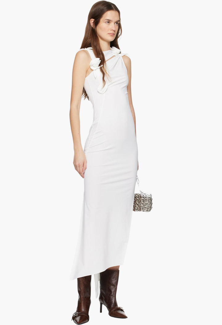 White Flower Maxi Dress - GLAM MODA