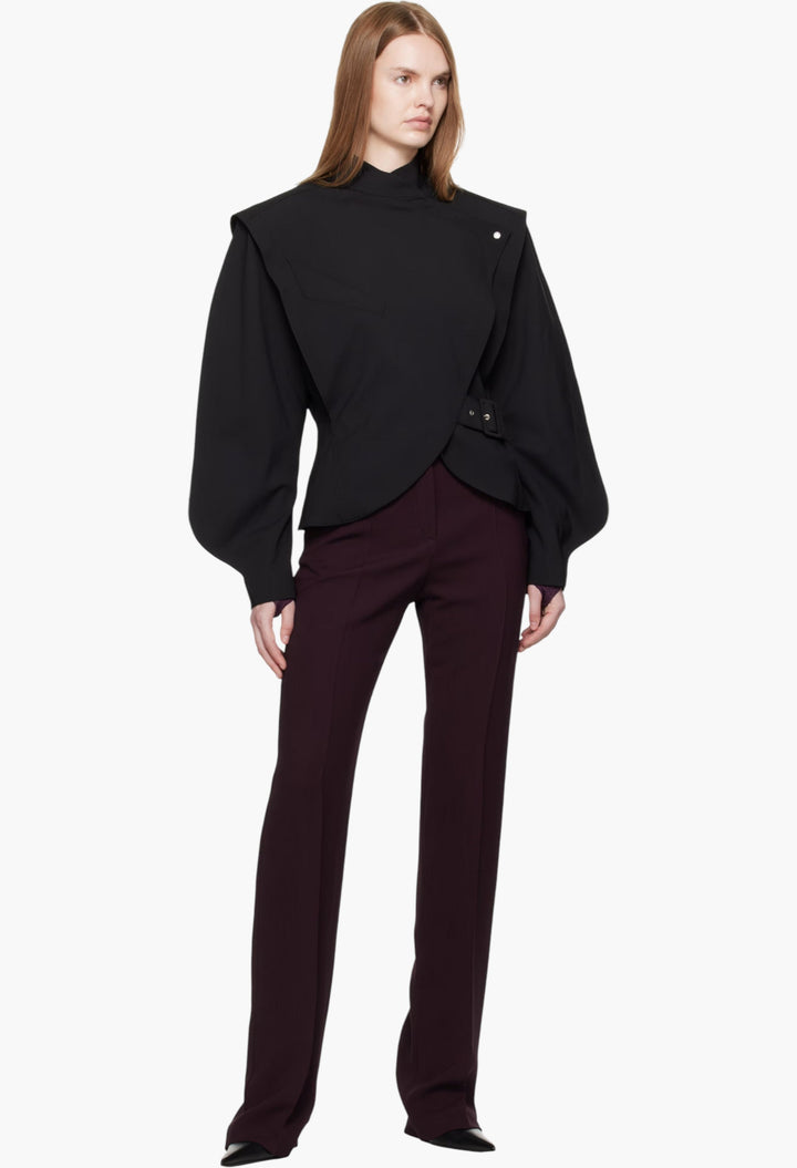 Black Asymmetric Officer Jacket - GLAM MODA