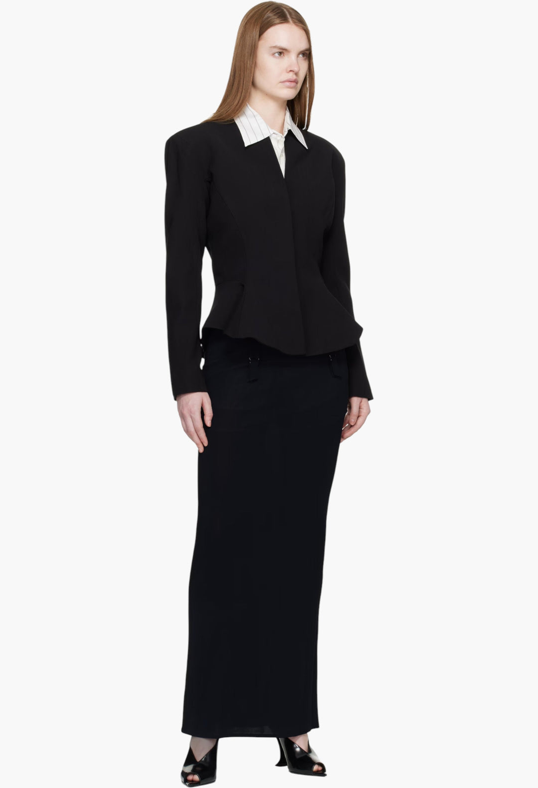 Black Flared Wool Jacket - GLAM MODA