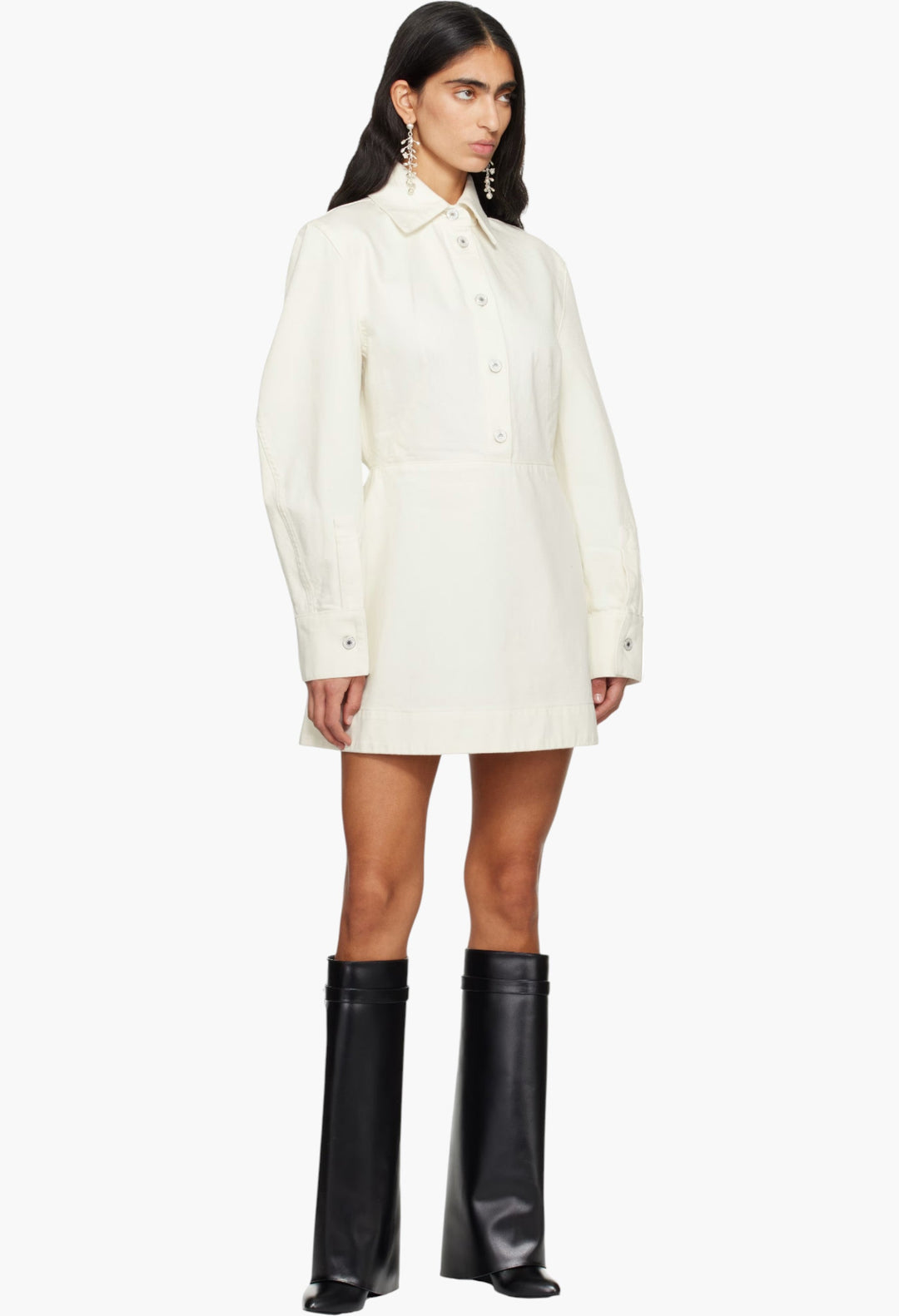 White Cocoon Denim Minidres - GLAM MODA