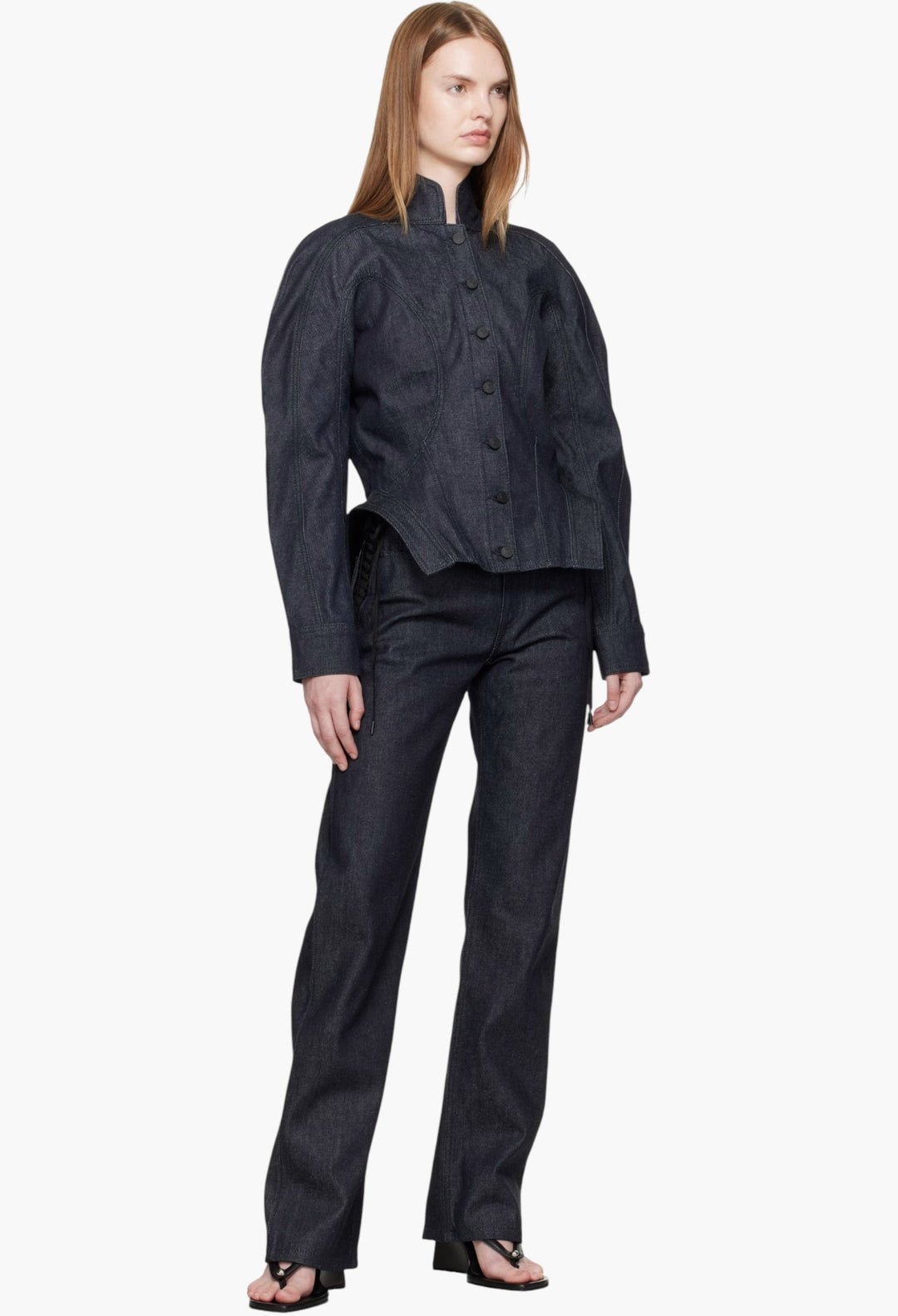 Indigo Sculptural Denim Jacket - GLAM MODA