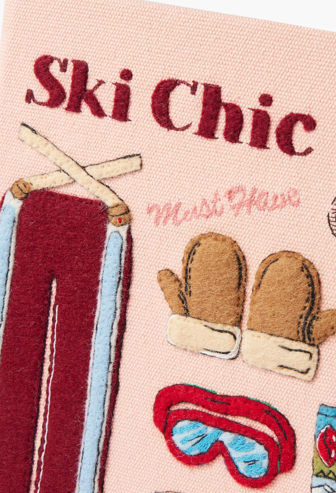 Ski Chic Embroidered Appliquéd Canvas Clutch - GLAM MODA