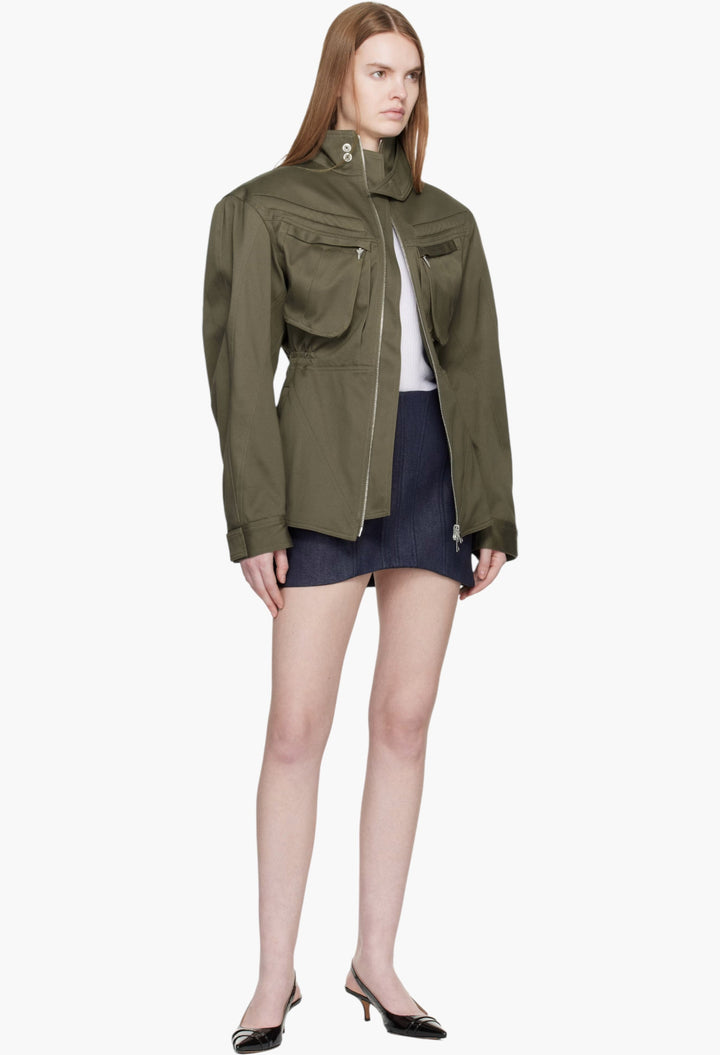 Khaki Tailored Cotton Jacket - GLAM MODA