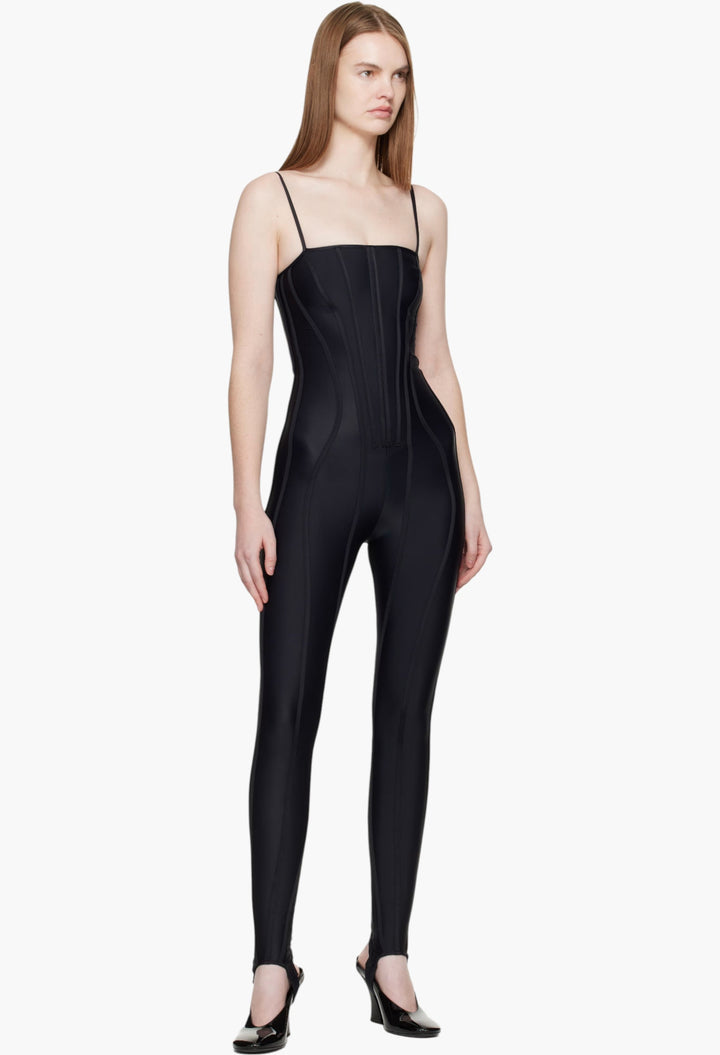 Black Boned Stretch Catsuit - GLAM MODA