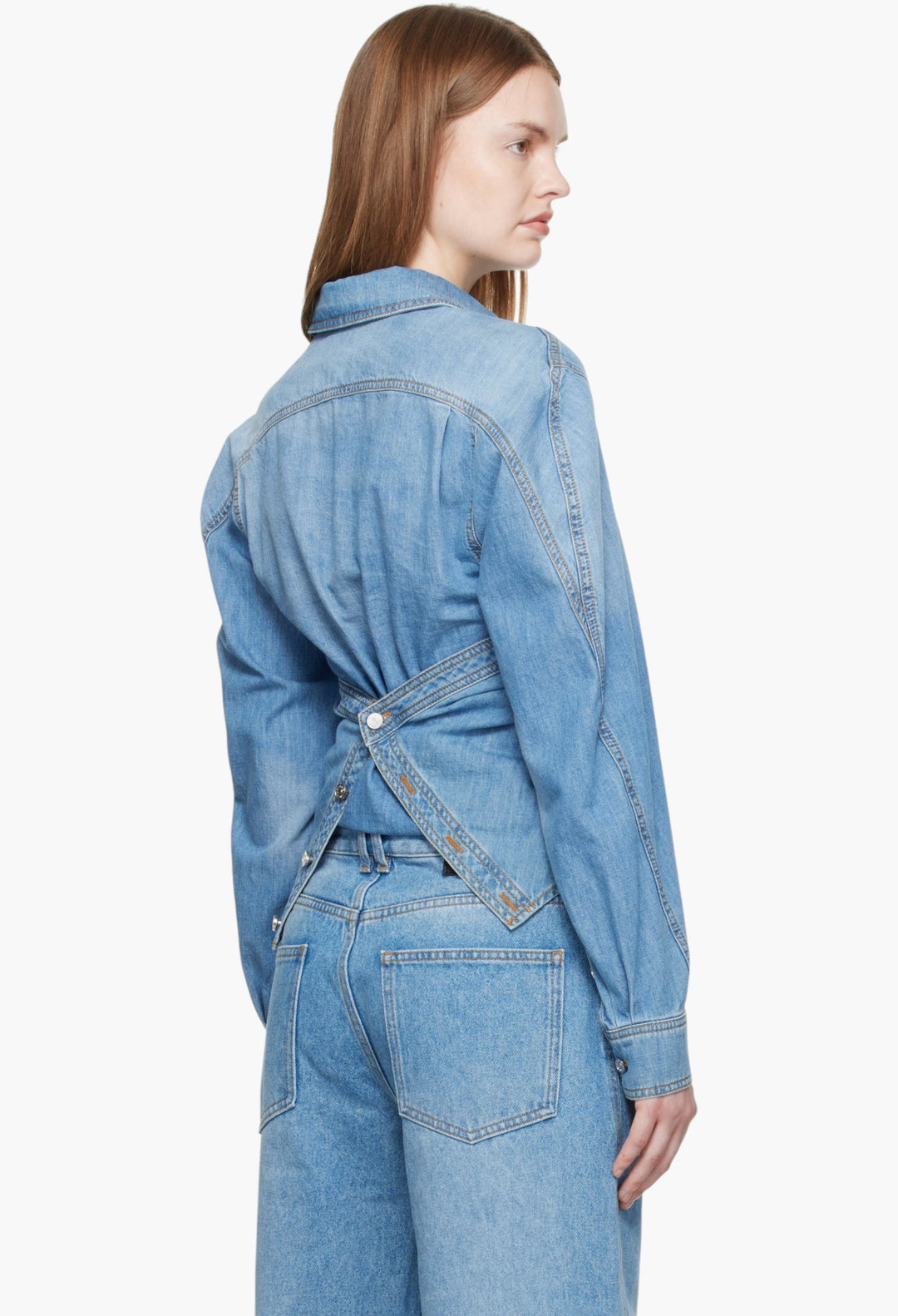 Blue Wrapped Chambray Shirt - GLAM MODA