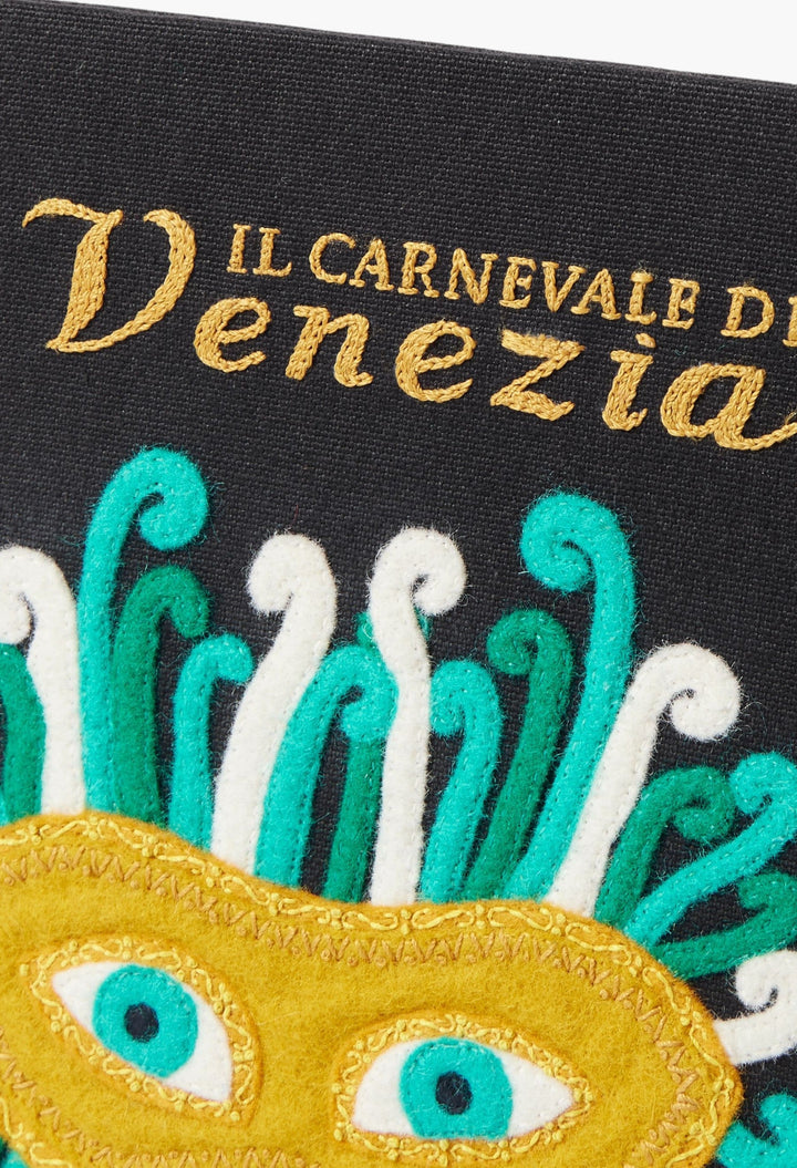 Carnival Of Venice Embroidered Appliquéd Canvas Clutch - GLAM MODA