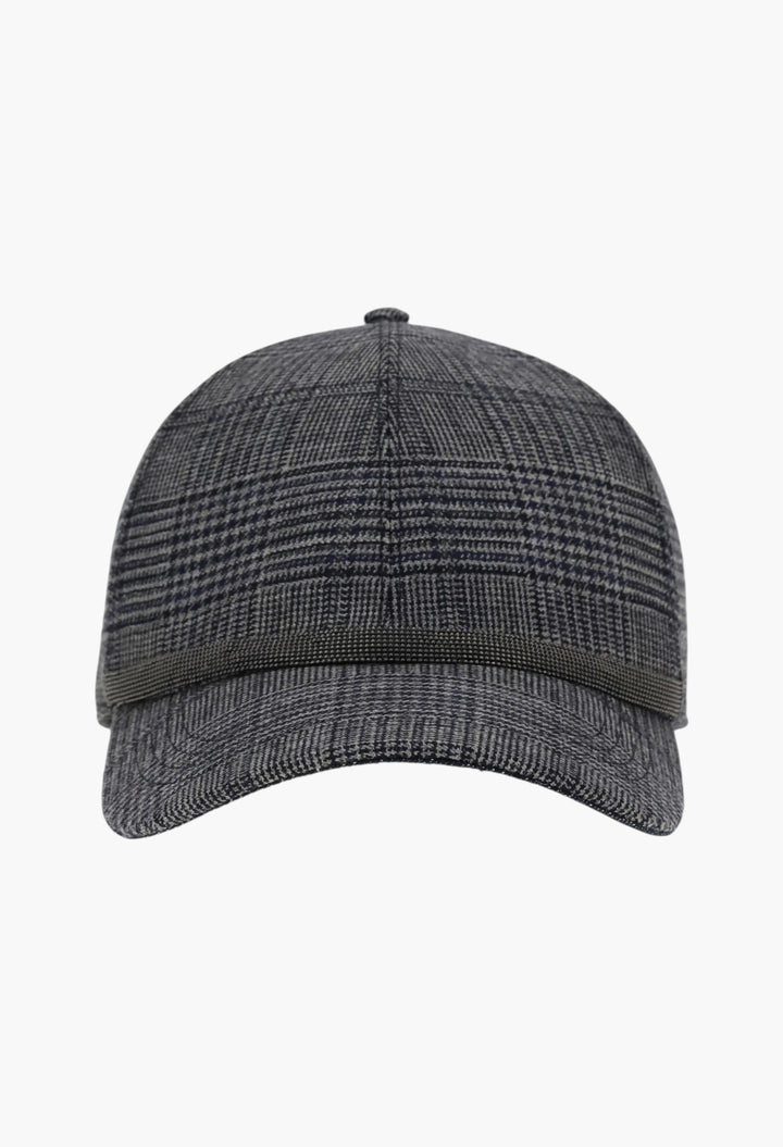 Prince of Wales Fabric Baseball Hat with Shiny Band - GLAM MODA
